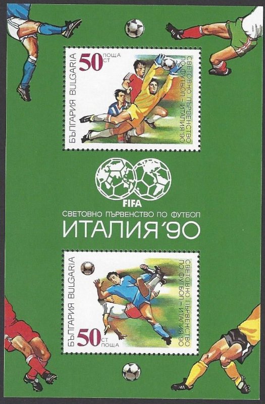 Bulgaria #3527-31 MHN set c/w ss, World Soccer Championship Italy, issued 1990