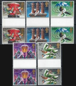 Great Britain 1035-39 MNH Gutter Pairs 1983 Christmas (ak3298)