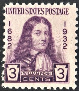 SC#724 3¢ William Penn (1932) MNH