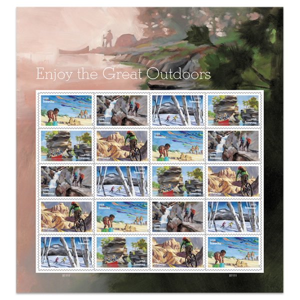 U.S. stamps 2020. (Pre-order) - Enjoy the great outdoors. (20 marks). Full sheet