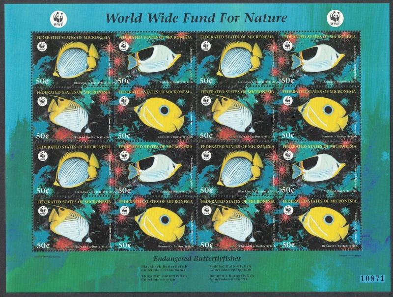 Micronesia WWF Butterflyfishes Sheetlet of 4 sets SG#579-582