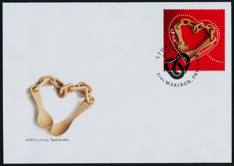 Slovenia 1108 on FDC - Marriage Spoons, Heart, Valentine