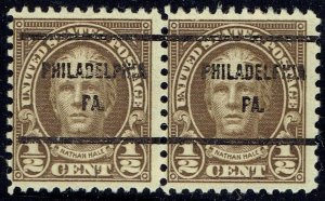 1929 .5c HALE w/Bureau precancel pair f/PHILADELPHIA (653-61)! 