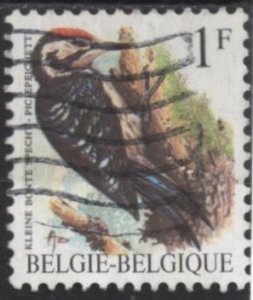 Belgium 1217 (used) 1fr birds: great spotted woodpecker (pic épeichette) (1990)