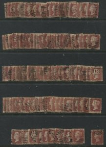 GB 1864 1d Set of Plates 71-76, 78-225, a nice clean group used