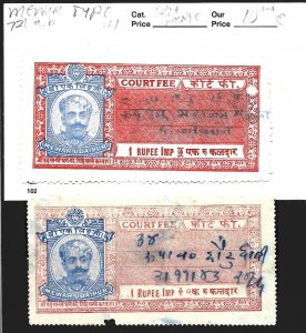 Indian States India MEWAR Court Fee Revenues VG Used-