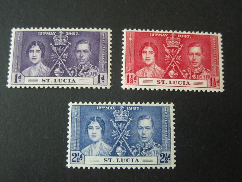 St Lucia 1937 Sc 107-109 set MH