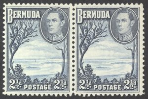 Bermuda Sc# 120 MH pair 1938-1951 2 1/2p blue & light blue Grape Bay