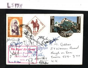 NEPAL Card ROYAL AIR FORCE Himalayan Exhibition Signed Dhaulagiri 1974 LS178