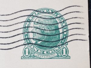 UX27. Jefferson, 1 cent, US Postal Cards.  Cancelled.VF cond.