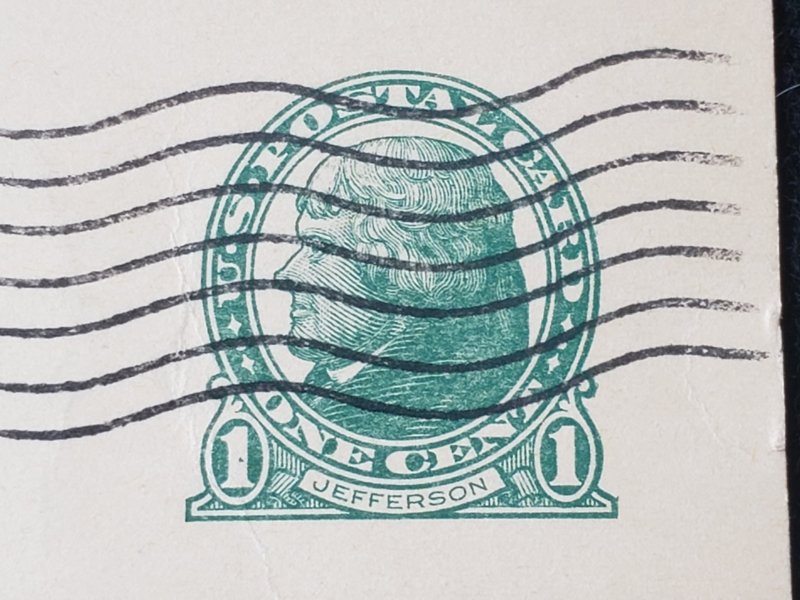 UX27. Jefferson, 1 cent, US Postal Cards.  Cancelled.VF cond.