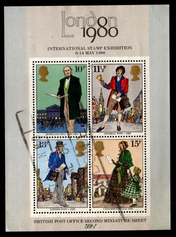 Great Britain - Postally-Used Souvenir Sheet Scott #874a (Rowland Hill)