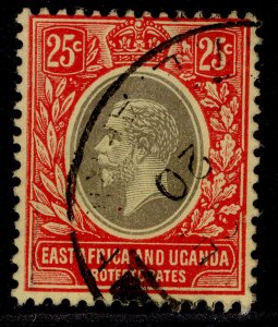 EAST AFRICA and UGANDA GV SG50b, 25c black and red/lemon, FINE USED. Cat £12.