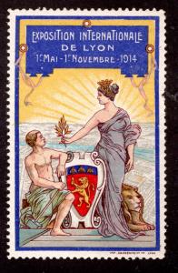 France 1914 Lyon International Exposition poster stamp MNH