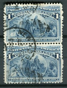 USA; 1890s classic Columbus issue used 1c. Pair