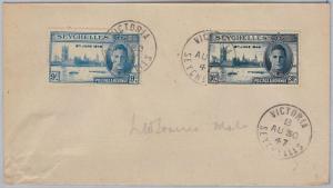 SEYCHELLES -  POSTAL HISTORY - PEACE ISSUE 1946 on COVER -  not fdc