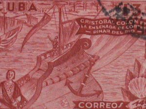 ​CUBA-SIX PICTORIAL CUBA LARGE USED-VERY OLD STAMP-VERY FINE PLEASE WATCH