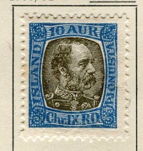 ICELAND; 1902 early Christian IX Official issue fine Mint hinged 10a. value