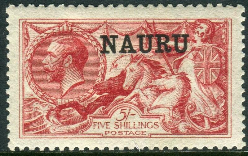 NAURU-1916-23 5/- Bright Carmine.  A lightly mounted mint example Sg 22