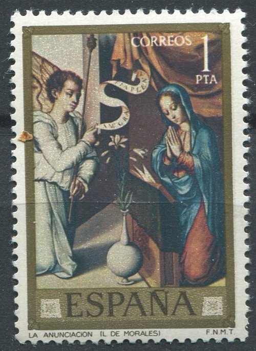 Spain Sc#1598 MNH, 1p gold & multi, Painters- Luis de Morales (1970)