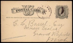 USA 1870s Michigan SPRING LAKE Violet Cancel Postal Card Cover 96340