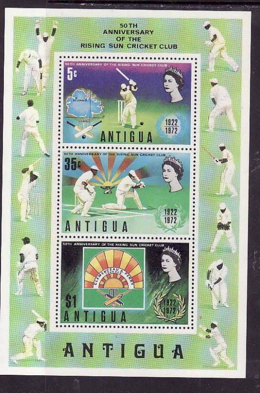 Antigua-Sc#299a- id5-unused NH sheet-Sports-Cricket-1972-