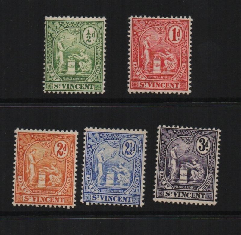 St Vincent 1907/8 SG94/8  mounted mint set of 5