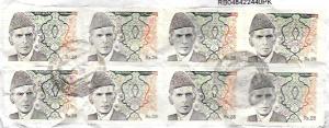 Pakistan Mohammad Al Jinnah.  Block of 8 Used on paper