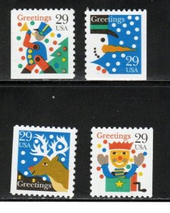 2795 - 2798 * GREETINGS ~ CHRISTMAS  *  U.S. Postage Stamps BKLT SET Of 4 MNH