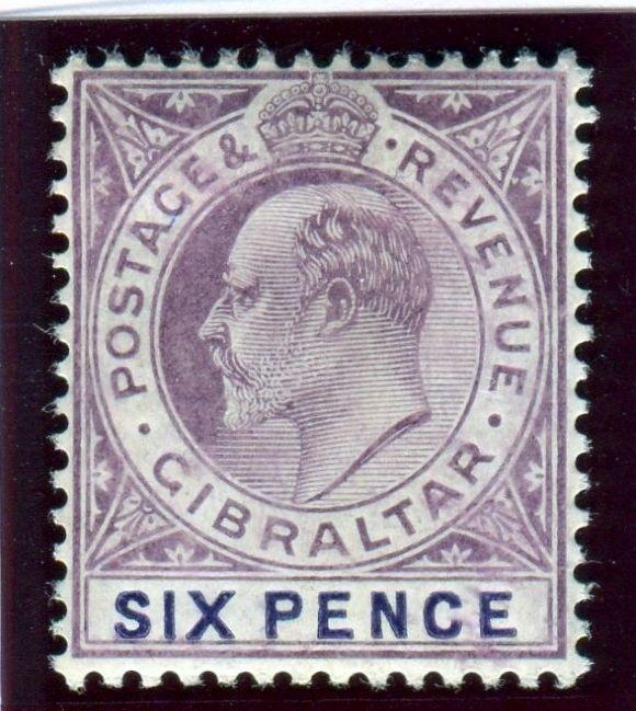 GIBRALTAR-1904-8 6d Dull Purple & Violet Chalky.  A lightly mounted mint example