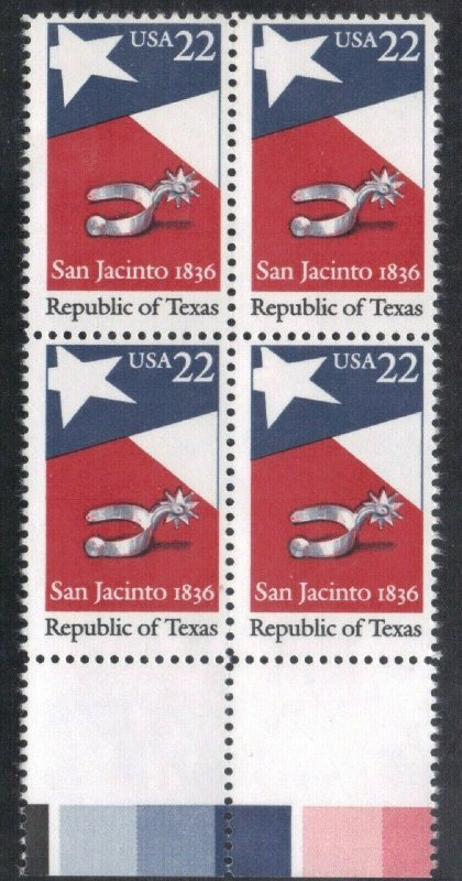 USA SCOTT# 2204 **MNH** BLK of 4 1986 22c  REPUBLIC OF TEXAS  SEE SCAN