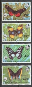 Gambia Mi.402-05/ MNH WWF(Butterflies)