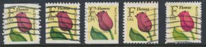 USA  SC# 2517-2519 selection x5 Used F Flower  Red Rose  1991  see scan