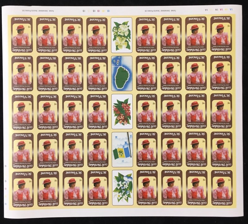 Montserrat Vincent Lady Diana Imperf Sheets MNH x 2  Inverted Cinderella MK3233