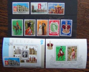 Belize 1979 25th Anniversary of Coronation set and Miniature Sheet x 2 MNH