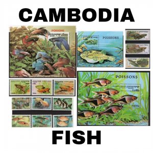 Thematic Stamps - Cambodia - Fish - Choose from dropdown menu