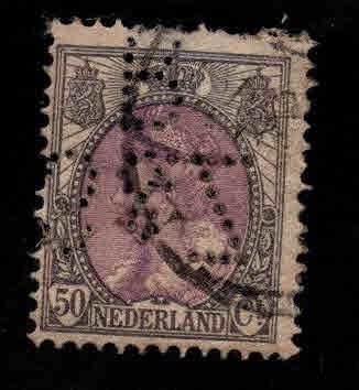 Netherlands Scott 81 used 1914 Perfin