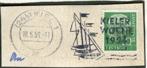 GERMANY; 1950s early Kiel issue fine used SPORTING POSTMARK PIECE