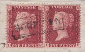 GB SCOTLAND c1856-58 MONKTON SCOTS LOCAL cancel on pair 1d red on piece.....3561