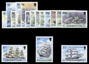 Falkland Islands 1989 QEII set complete superb MNH. SG 567-582. Sc 485-500.