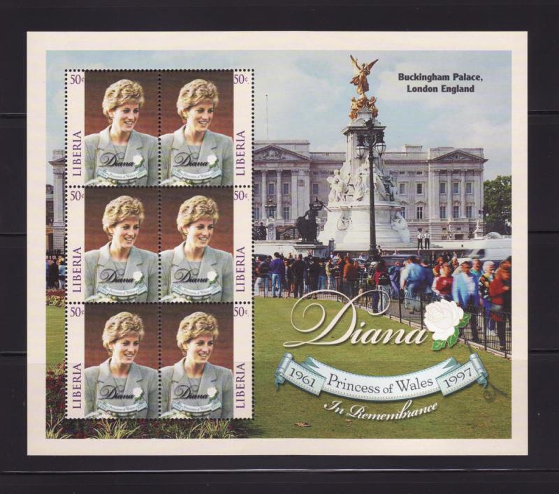 Liberia 1364 Complete Sheet of 3 Set MNH Princess Diana