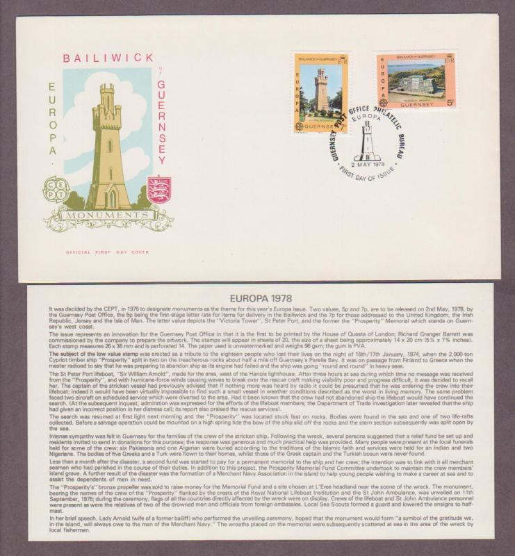 Guernsey # 161 - # 162 , EUROPA 78 FDC - I Combine S/H