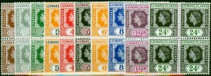 Leeward Islands 1954 Set of 10 to 24c SG126-135 Superb MNH Blocks of 4