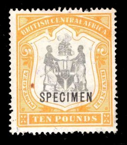 MOMEN: BRITISH CENTRAL AFRICA SG #49s SPECIMEN 1897 MINT OG H £300 LOT #66449