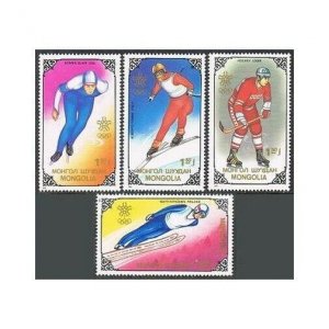Mongolia 1717-1720,1721,MNH.Olympics Calgary-1988.Winners.Speed skating,Ski jump