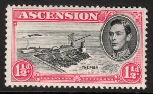 Ascension KGVI 1938 1.5d Black Rose-Carmine SG40f Mint Hinged