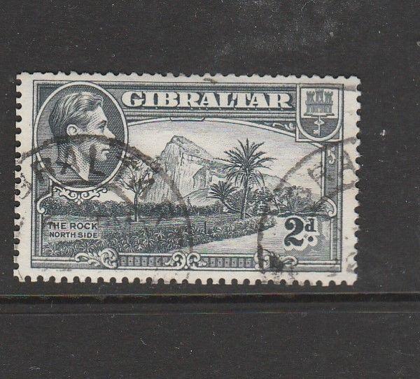 Gibraltar GV1 1938/51 2d P13.5, Wmk Sideways, FU SG 124ab