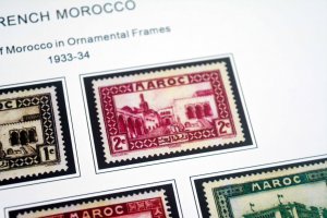 COLOR PRINTED FRENCH MOROCCO 1891-1955 STAMP ALBUM PAGES (46 illustrated pages)