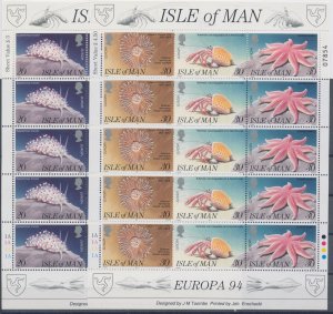 1993 EUROPA CEPT Isle of Man 2 minifogli Europe and the Discoveries MNH**