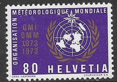 SWITZERLAND 1973 80c World Meteorological Org Official Sc 8O13 MNH